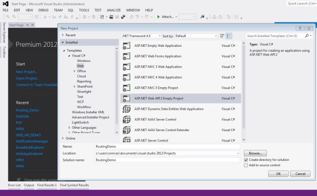 Create a Web Api Project
